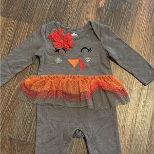 White Gobble Gobble Kids Onesie with Thanksgiving tutu romper